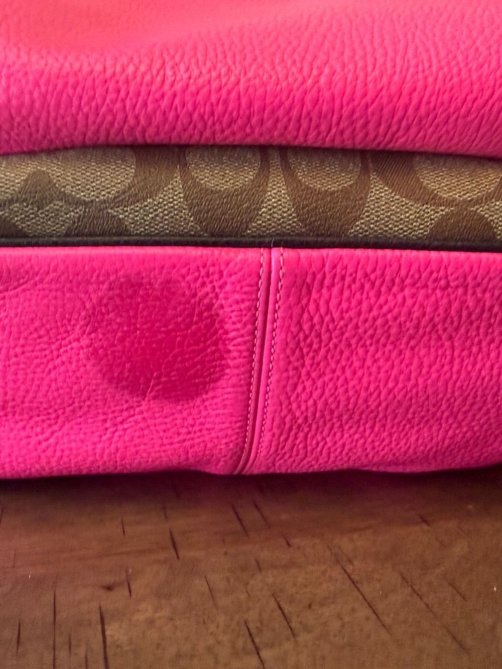 Coach Brown Signature Canvas Backpack with Hot Pink Accents - Picture 3 of 5